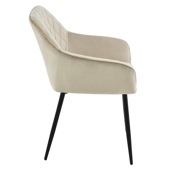 Mila Eetkamerstoel - Beige - Velvet