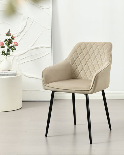 Mila Esszimmerstuhl – Beige – Samt