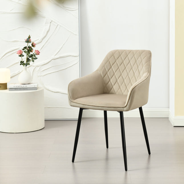 Mila Eetkamerstoel - Beige - Velvet
