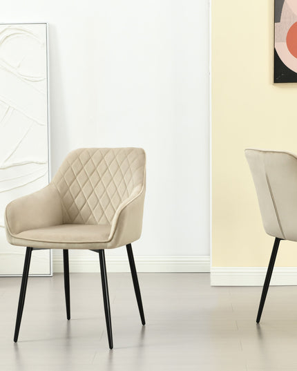 Mila Esszimmerstuhl – Beige – Samt