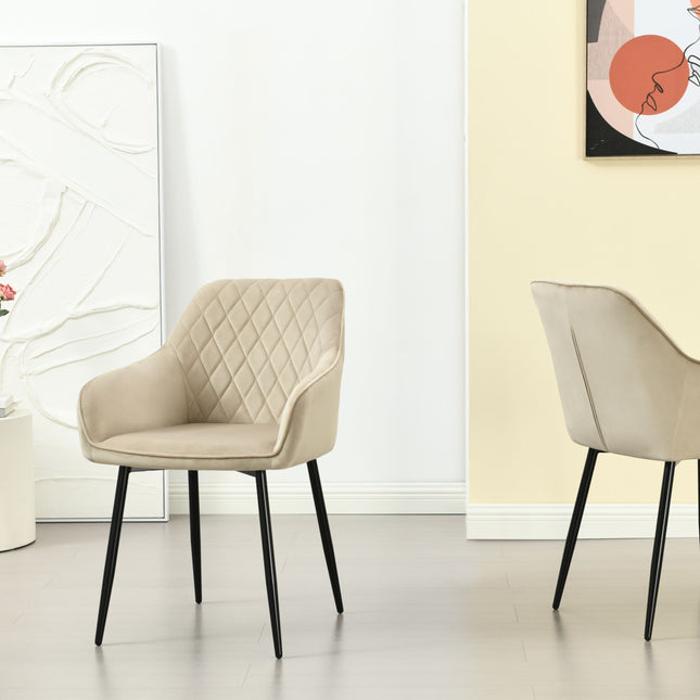 Mila Eetkamerstoel - Beige - Velvet