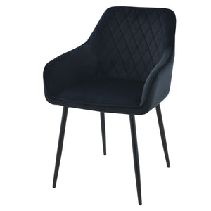 Chaise de salle à manger Mila - Noir - Velours