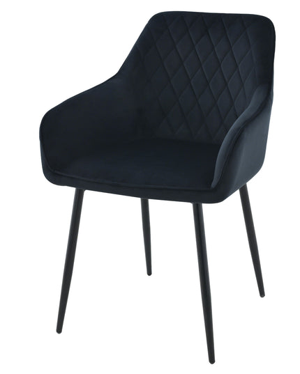 Chaise de salle à manger Mila - Noir - Velours