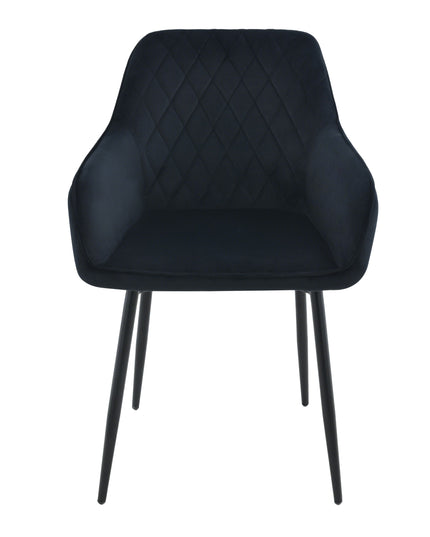 Chaise de salle à manger Mila - Noir - Velours