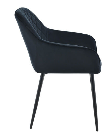 Chaise de salle à manger Mila - Noir - Velours
