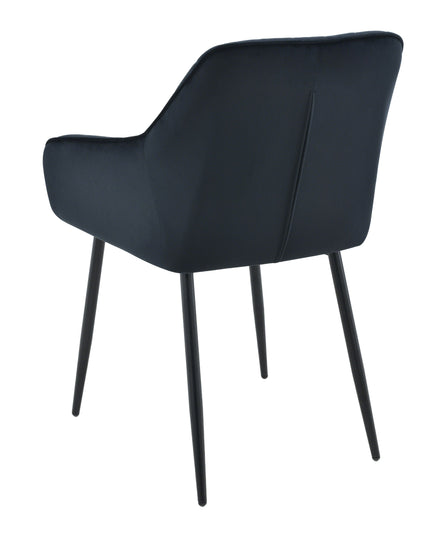 Chaise de salle à manger Mila - Noir - Velours