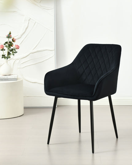 Chaise de salle à manger Mila - Noir - Velours