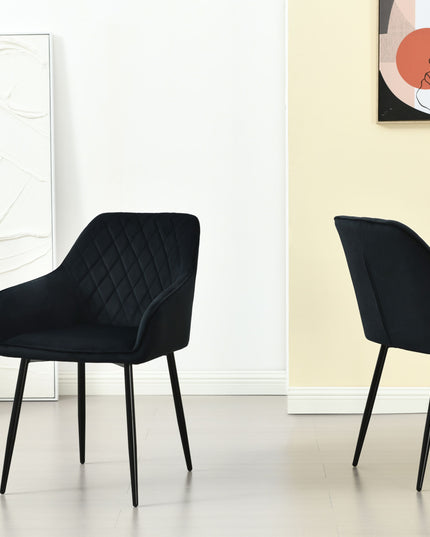 Chaise de salle à manger Mila - Noir - Velours