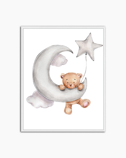 Ours mignon sur la lune - Décoration murale imprimée