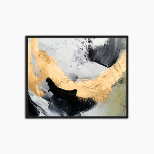Abstract Black and Gold Paint - Print Muurdecoratie