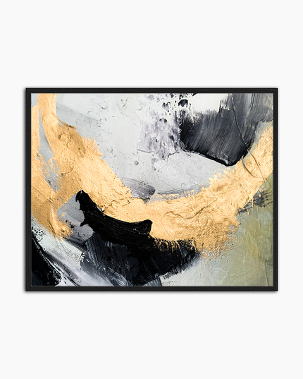 Abstract Black and Gold Paint - Print Muurdecoratie