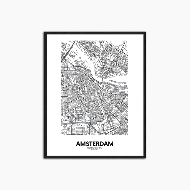 Carte d'Amsterdam - Décoration murale imprimée