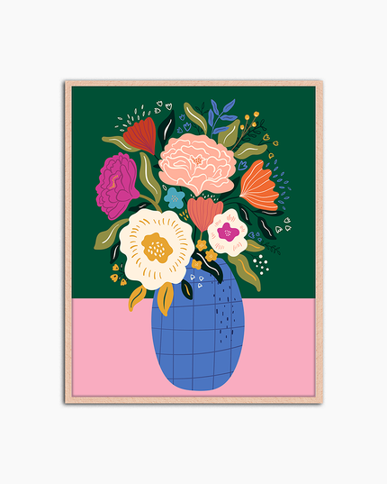 Flowers in Blue Pot - Print Muurdecoratie