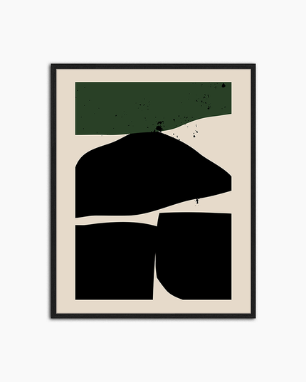 Geometrical Abstract Black & Green - Print Muurdecoratie