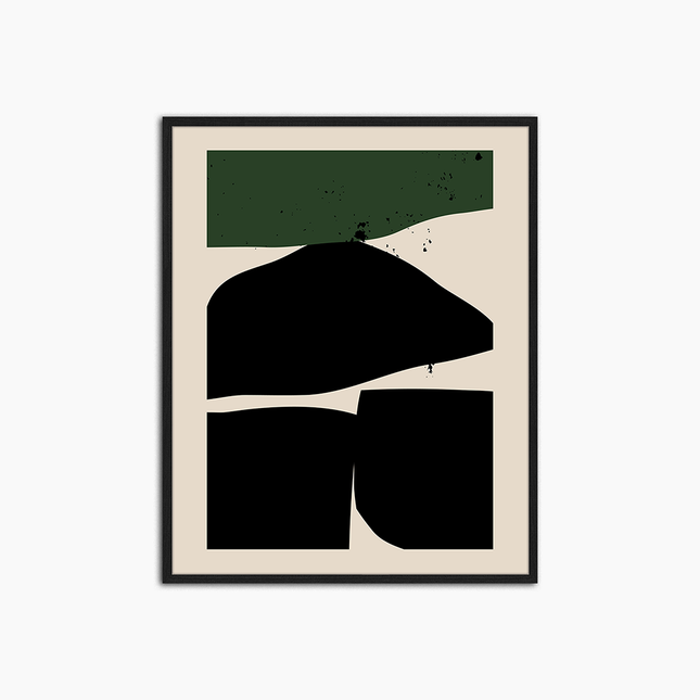 Abstrait Géométrique Noir &amp; Vert - Décoration Murale Imprimée