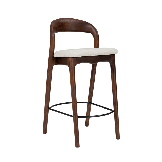 Shion Barstoel - Walnoot kleur - Japandi Beige