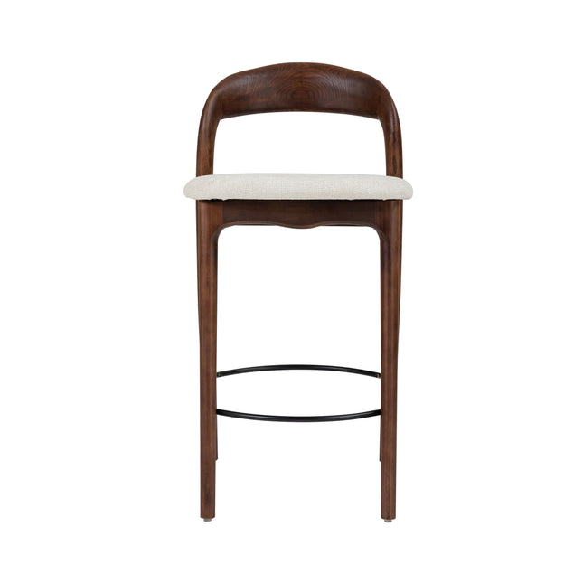 Shion Barstoel - Walnoot kleur - Japandi Beige