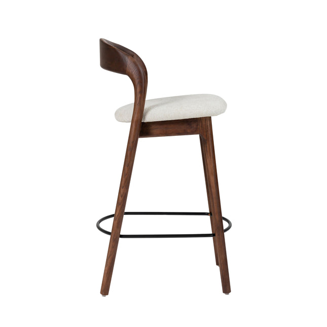 Shion Barstoel - Walnoot kleur - Japandi Beige