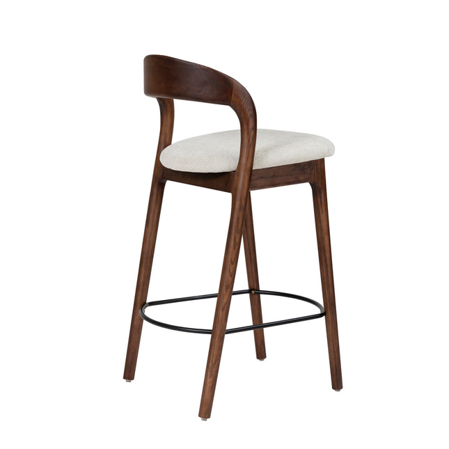 Shion Barstoel - Walnoot kleur - Japandi Beige