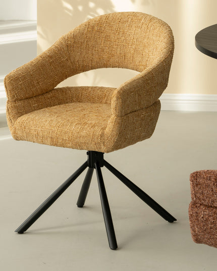 Clover Draaistoel - Geel - Chenille