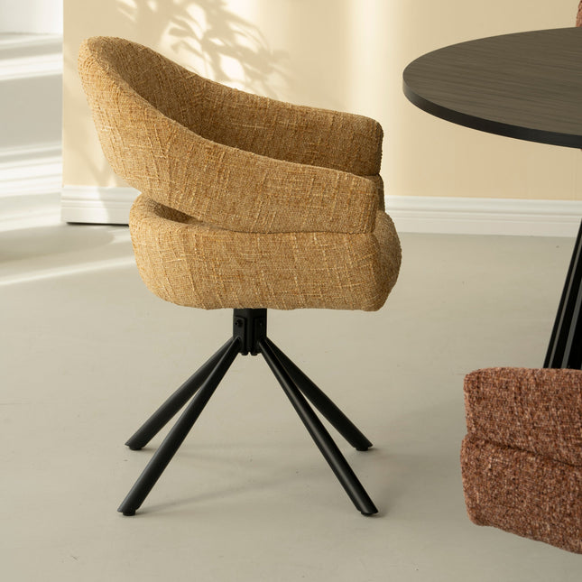Clover Draaistoel - Geel - Chenille