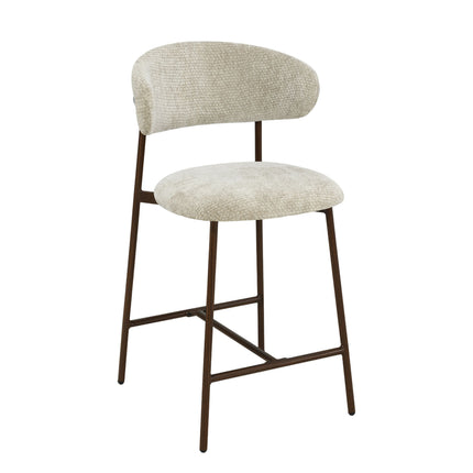 Kiara Barhocker – Beige Chenille – Walnuss