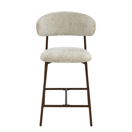 Kiara Barhocker – Beige Chenille – Walnuss
