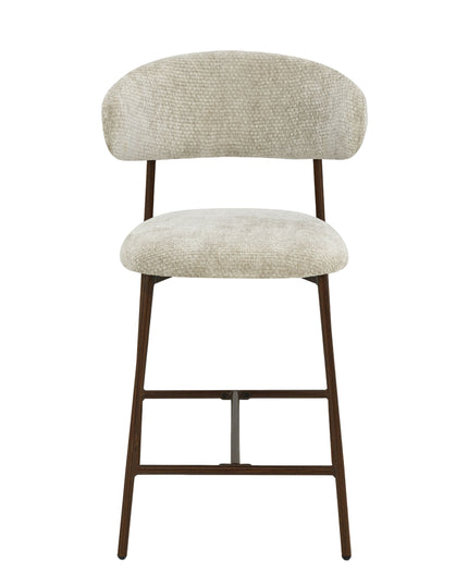 Kiara Barstoel - Beige Chenille - Walnoot