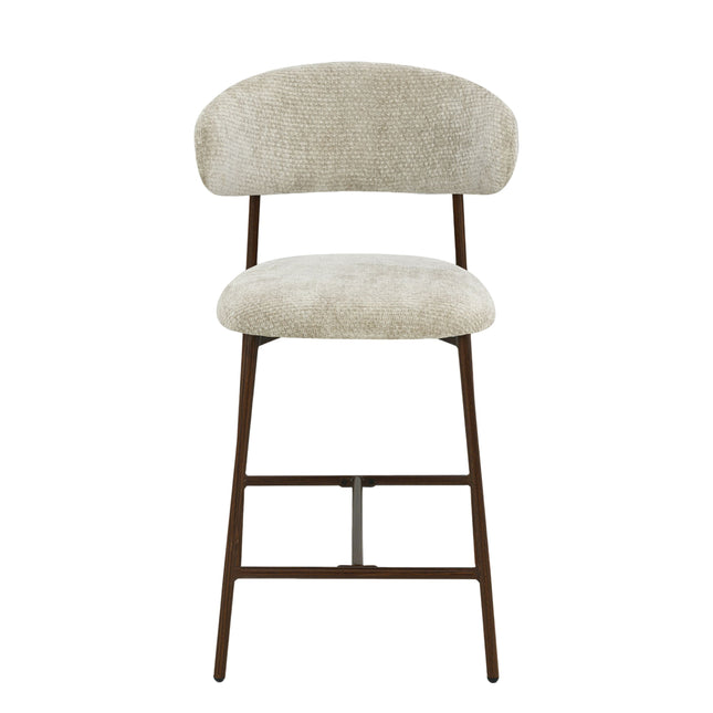 Kiara Barstoel - Beige Chenille - Walnoot