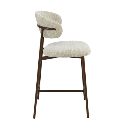 Kiara Barhocker – Beige Chenille – Walnuss