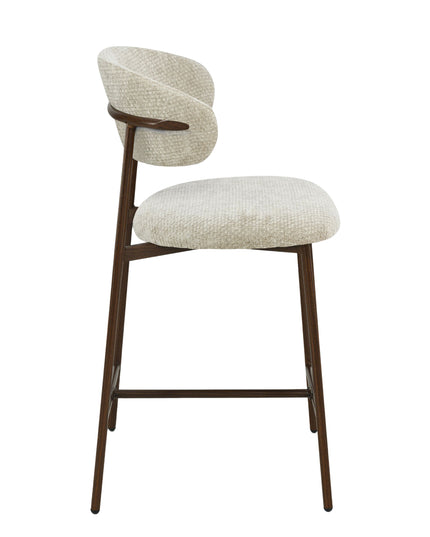Kiara Barstoel - Beige Chenille - Walnoot