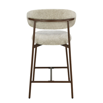 Kiara Barhocker – Beige Chenille – Walnuss