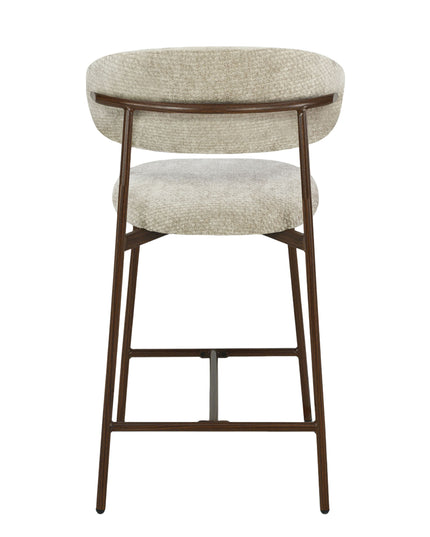 Kiara Barstoel - Beige Chenille - Walnoot