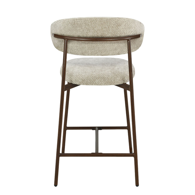Kiara Barstoel - Beige Chenille - Walnoot
