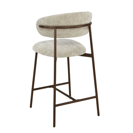 Kiara Barhocker – Beige Chenille – Walnuss