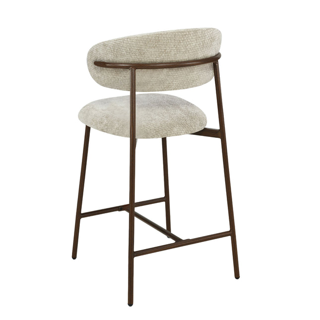 Kiara Barstoel - Beige Chenille - Walnoot