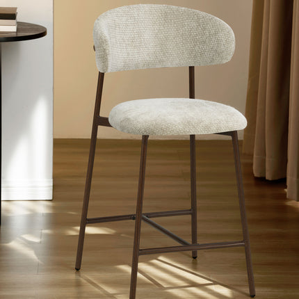 Kiara Barhocker – Beige Chenille – Walnuss
