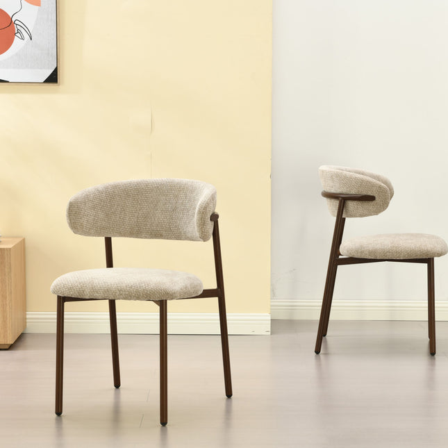 Kiara Eetkamerstoel - Beige Chenille - Walnoot