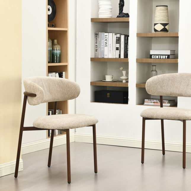 Kiara Eetkamerstoel - Beige Chenille - Walnoot