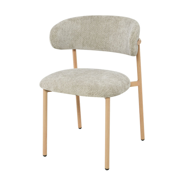 Kiara Eetkamerstoel - Beige Chenille - Naturel