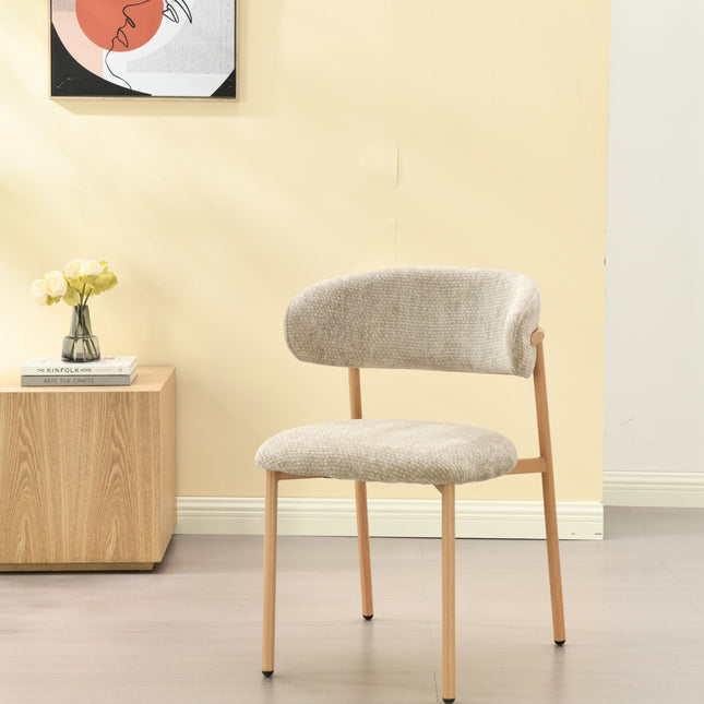Kiara Eetkamerstoel - Beige Chenille - Naturel