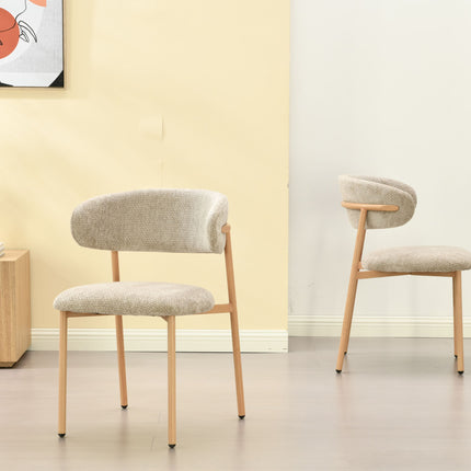 Kiara Eetkamerstoel - Beige Chenille - Naturel