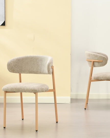 Kiara Eetkamerstoel - Beige Chenille - Naturel