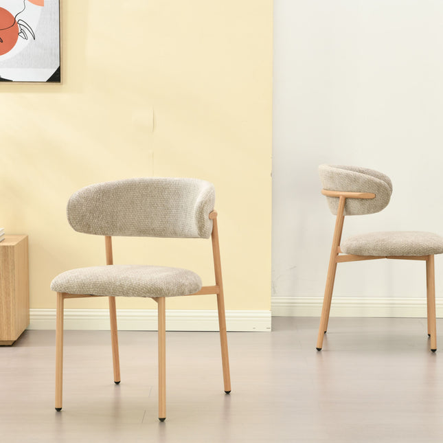 Kiara Eetkamerstoel - Beige Chenille - Naturel