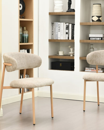 Kiara Eetkamerstoel - Beige Chenille - Naturel