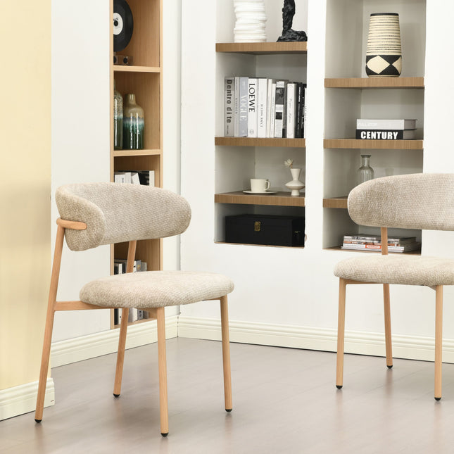 Kiara Eetkamerstoel - Beige Chenille - Naturel