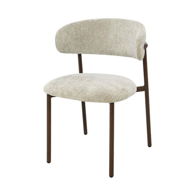 Kiara Eetkamerstoel - Beige Chenille - Walnoot