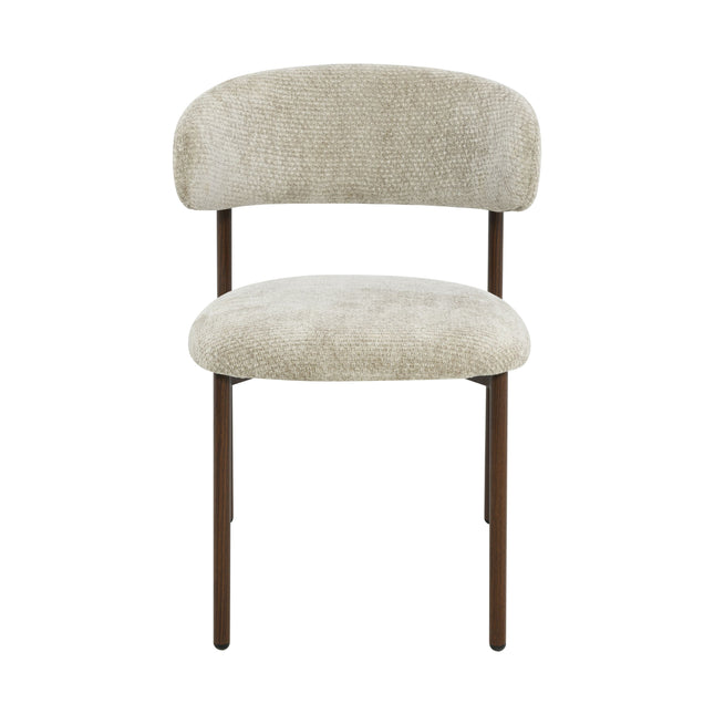 Kiara Eetkamerstoel - Beige Chenille - Walnoot