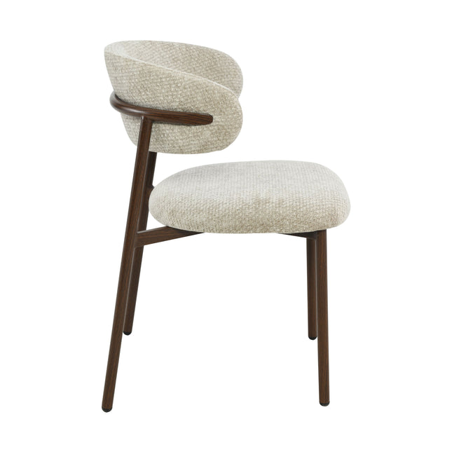 Kiara Eetkamerstoel - Beige Chenille - Walnoot