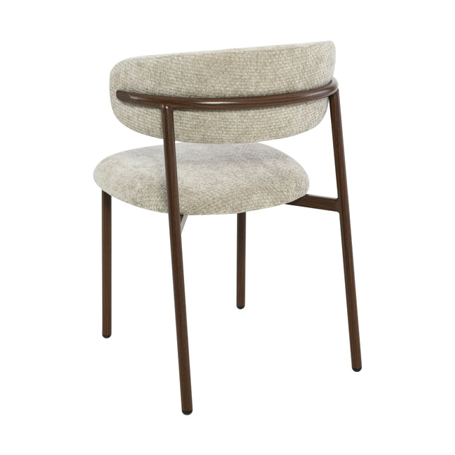 Kiara Eetkamerstoel - Beige Chenille - Walnoot
